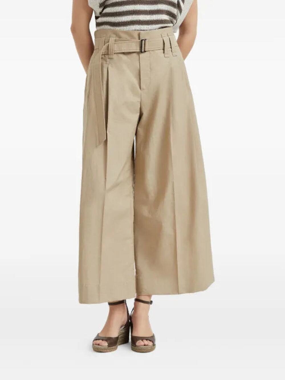 Brunello Cucinelli khaki wide leg trousers, size 2